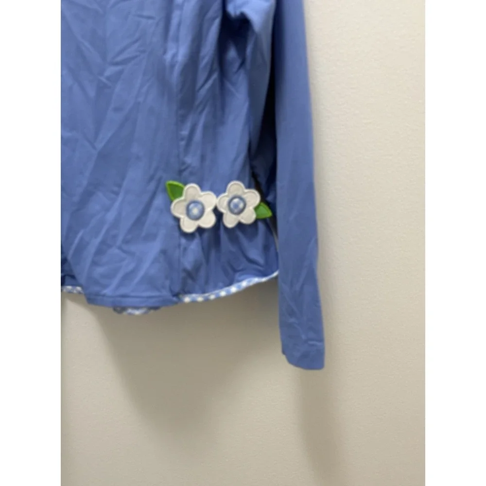 Florence Eiseman Girls Size 7 Blue Floral Ruffle Rash Guard Swim Top